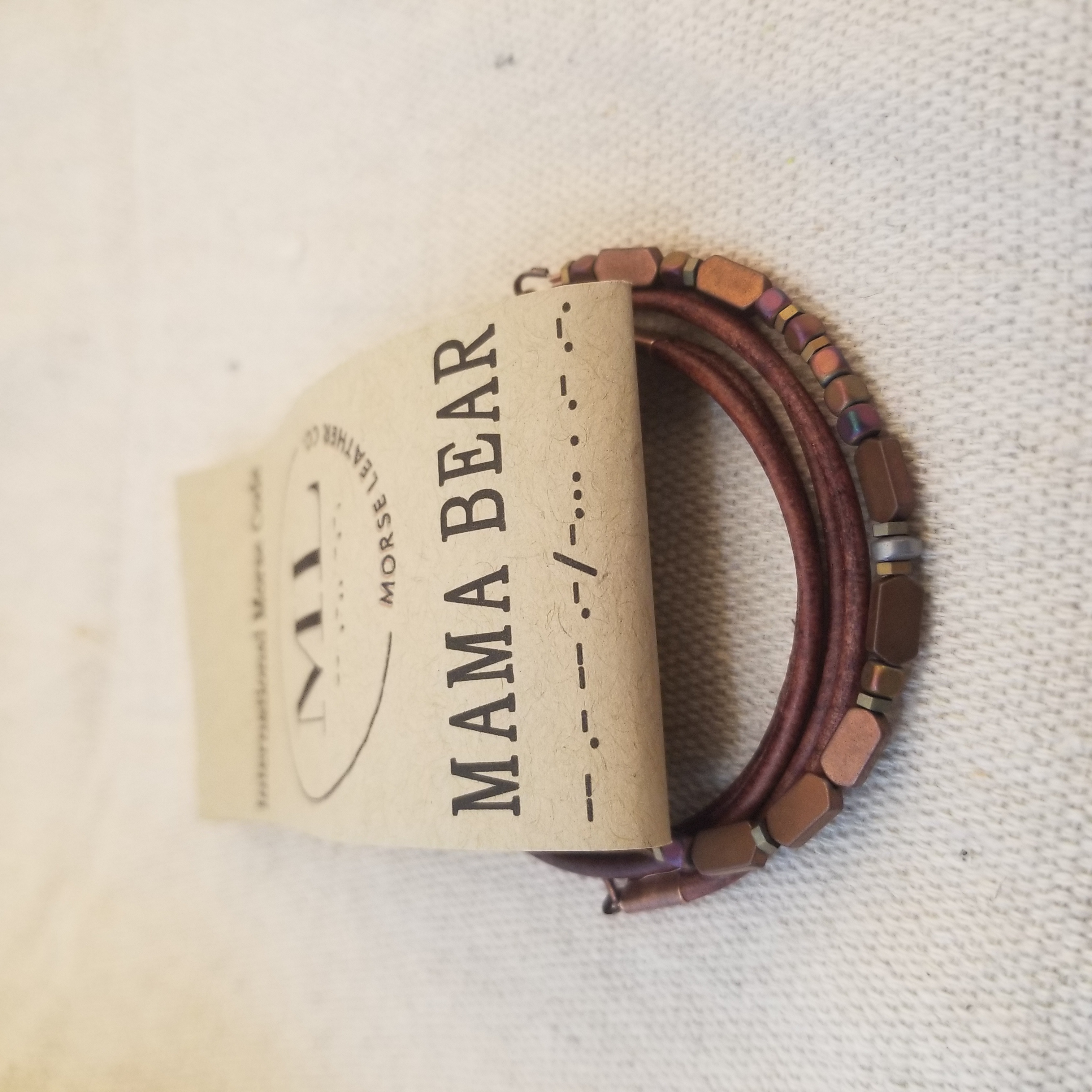 Jewelry :: Bracelets :: Beaded Bracelets :: MAMA BEAR - Leather Morse Code  Bracelet
