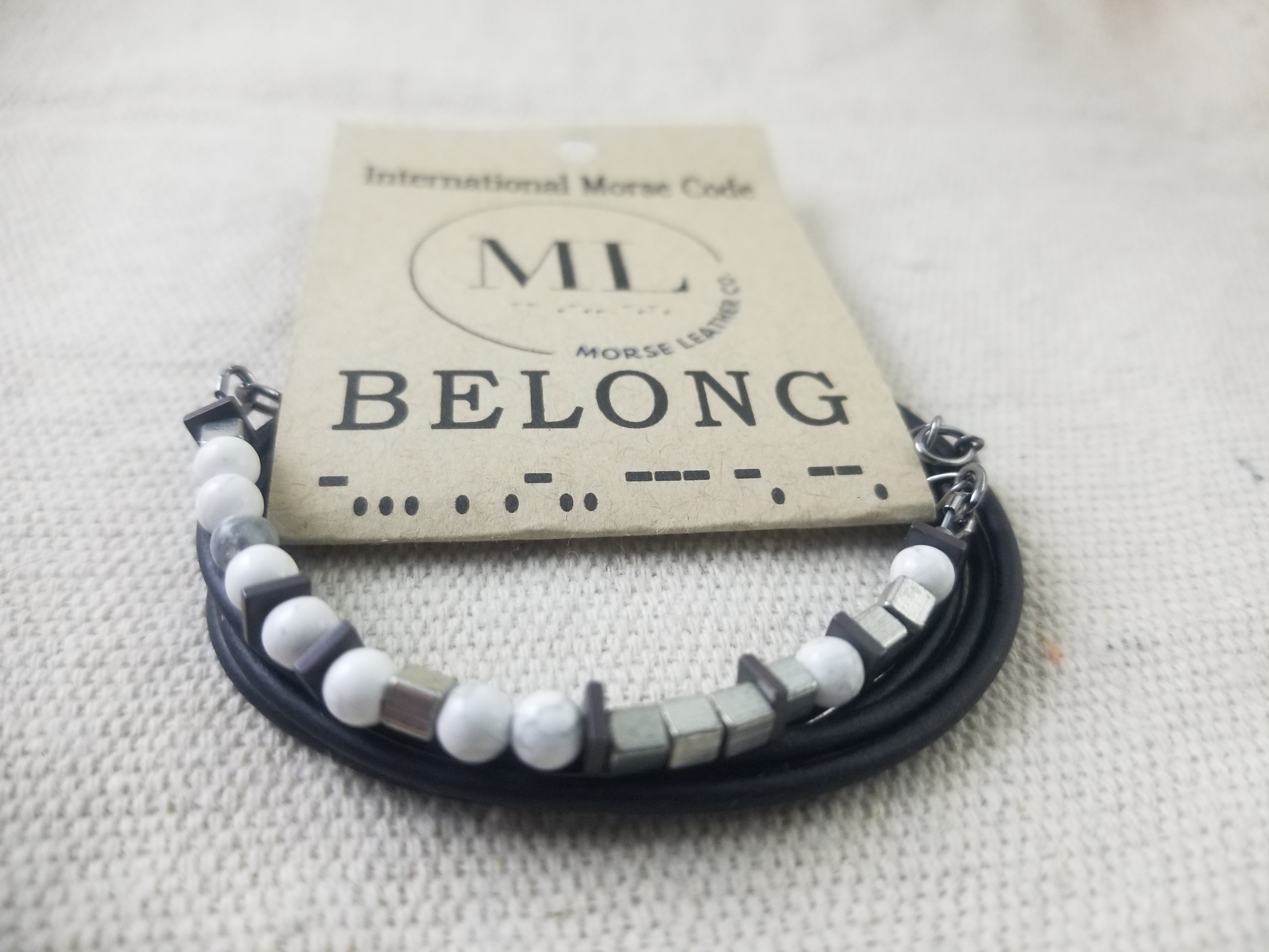 BELONG - Leather Morse Code Bracelet